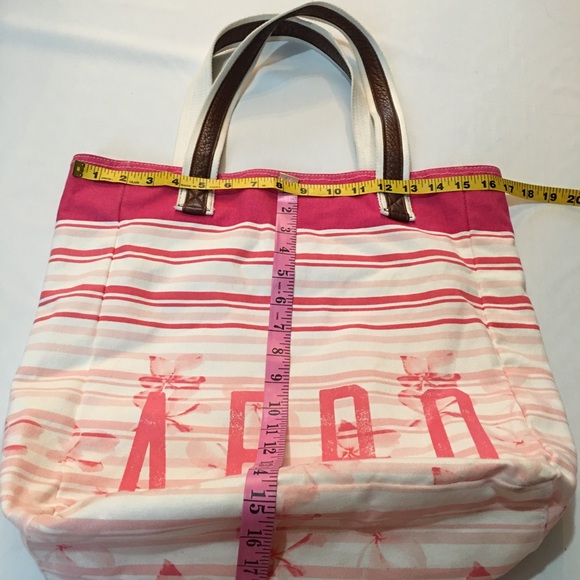 Aeropostale Floral Striped Tote White Pink. - Picture 5 of 8